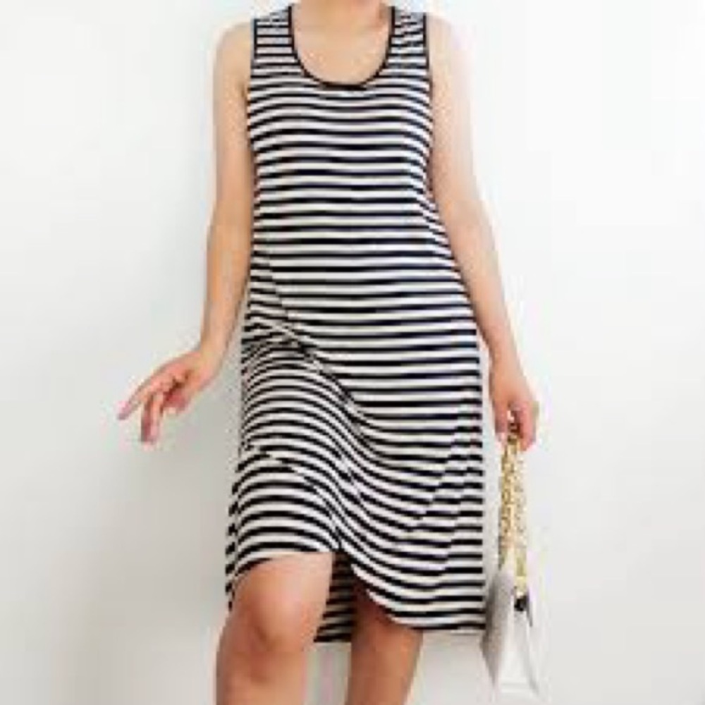 Design History Black‎ and Cream Striped Dress NWT XL